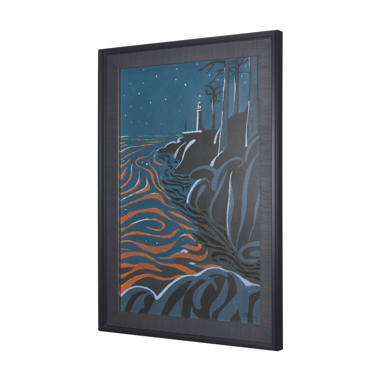 Sea bay at night III by Mercana Studio a Hand Embellished Textured Framed Art Print from Mercana - Luna Furniture