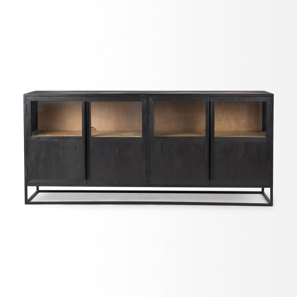 Sloan 80.0L x 17.0W x 36.0H Black Wood W/Black Metal Frame Sideboard from Mercana - Luna Furniture