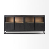 Sloan 80.0L x 17.0W x 36.0H Black Wood W/Black Metal Frame Sideboard from Mercana - Luna Furniture