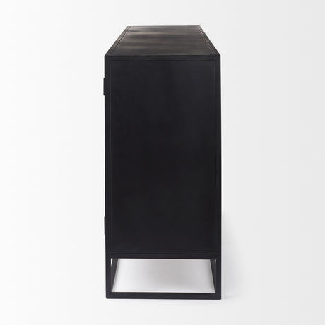 Sloan 80.0L x 17.0W x 36.0H Black Wood W/Black Metal Frame Sideboard from Mercana - Luna Furniture