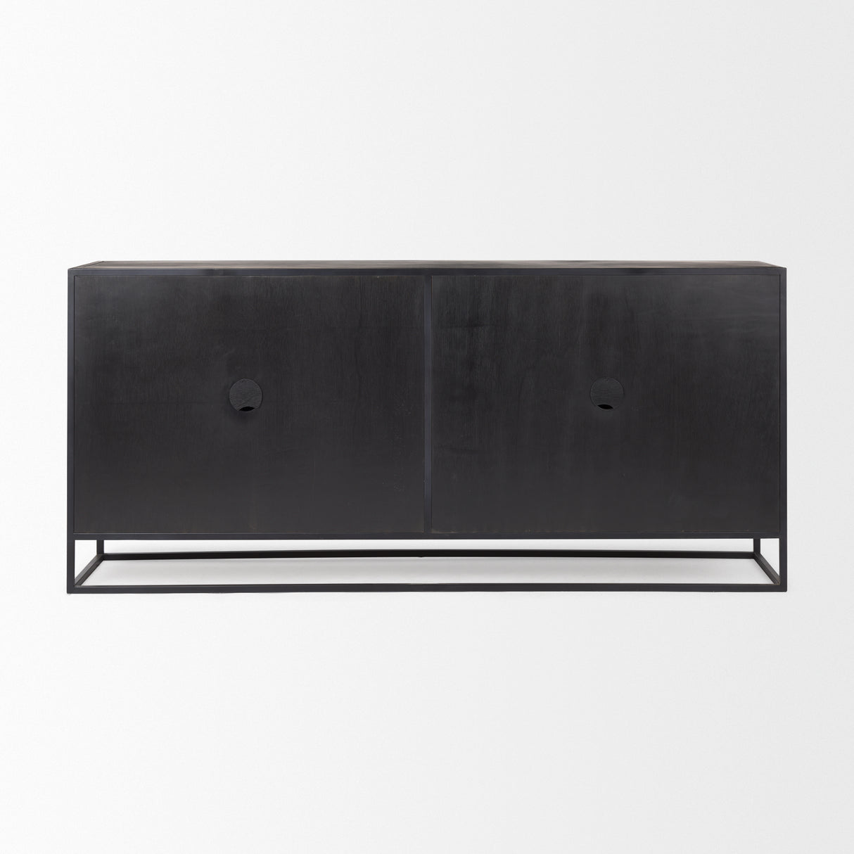 Sloan 80.0L x 17.0W x 36.0H Black Wood W/Black Metal Frame Sideboard from Mercana - Luna Furniture