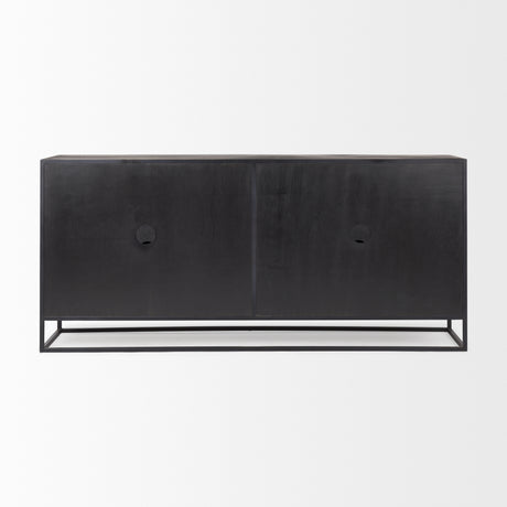 Sloan 80.0L x 17.0W x 36.0H Black Wood W/Black Metal Frame Sideboard from Mercana - Luna Furniture