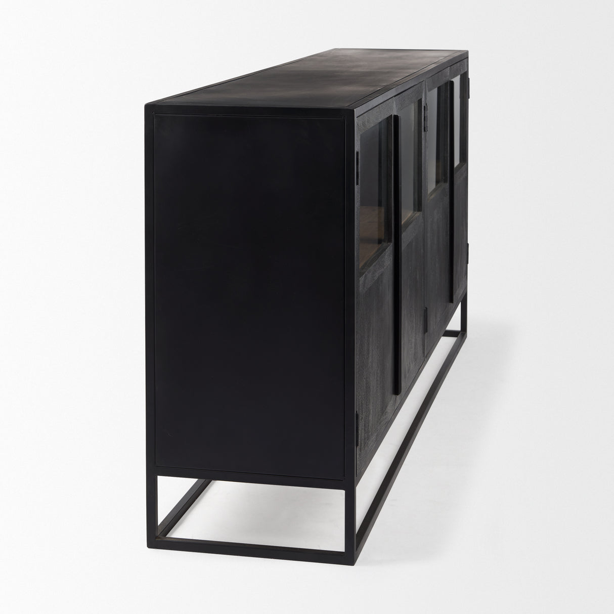 Sloan 80.0L x 17.0W x 36.0H Black Wood W/Black Metal Frame Sideboard from Mercana - Luna Furniture