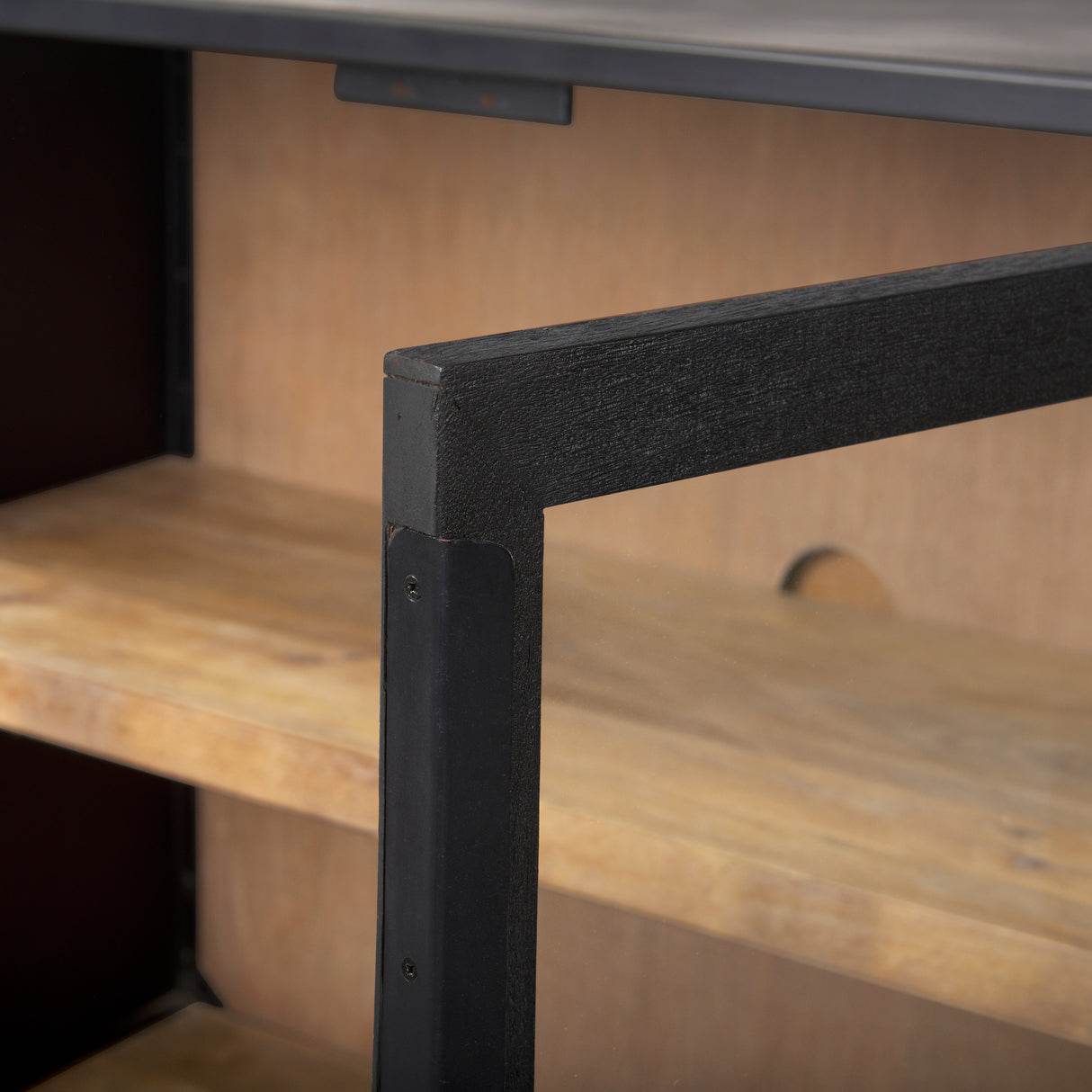 Sloan 80.0L x 17.0W x 36.0H Black Wood W/Black Metal Frame Sideboard from Mercana - Luna Furniture
