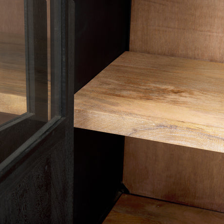 Sloan 80.0L x 17.0W x 36.0H Black Wood W/Black Metal Frame Sideboard from Mercana - Luna Furniture