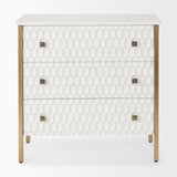 Savannah White Fir Veneer w/ Gold Metal 3-Drawer Accent Cabinet from Mercana - Luna Furniture