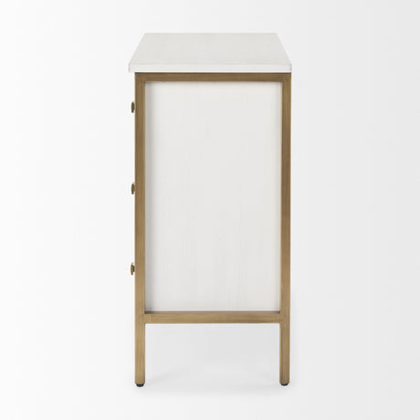 Savannah White Fir Veneer w/ Gold Metal 3-Drawer Accent Cabinet from Mercana - Luna Furniture