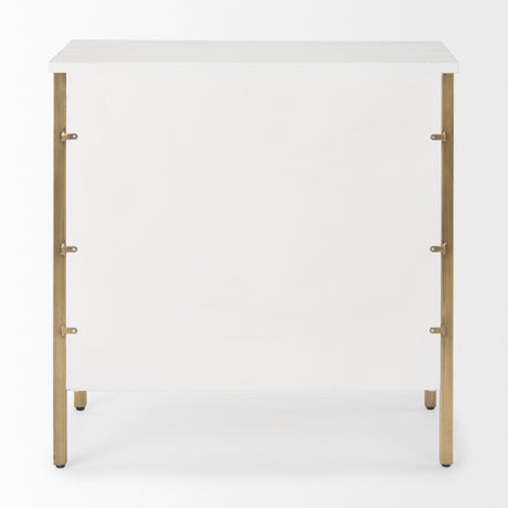 Savannah White Fir Veneer w/ Gold Metal 3-Drawer Accent Cabinet from Mercana - Luna Furniture
