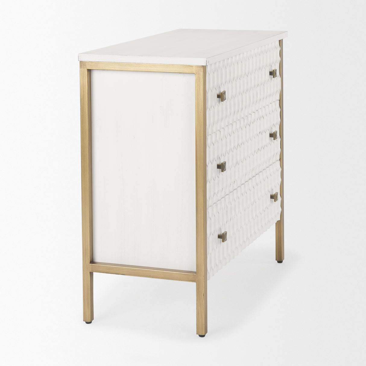 Savannah White Fir Veneer w/ Gold Metal 3-Drawer Accent Cabinet from Mercana - Luna Furniture