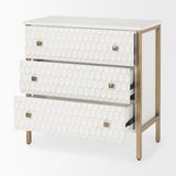 Savannah White Fir Veneer w/ Gold Metal 3-Drawer Accent Cabinet from Mercana - Luna Furniture