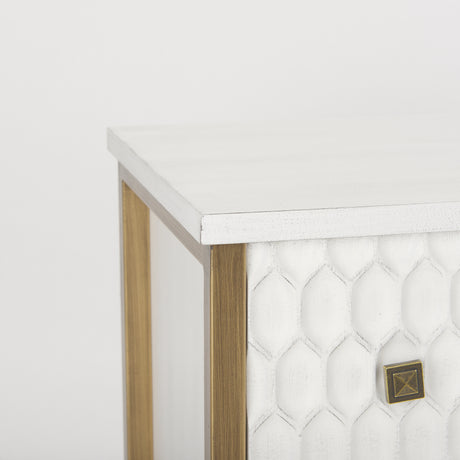 Savannah White Fir Veneer w/ Gold Metal 3-Drawer Accent Cabinet from Mercana - Luna Furniture
