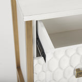 Savannah White Fir Veneer w/ Gold Metal 3-Drawer Accent Cabinet from Mercana - Luna Furniture