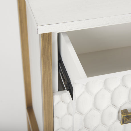Savannah White Fir Veneer w/ Gold Metal 3-Drawer Accent Cabinet from Mercana - Luna Furniture