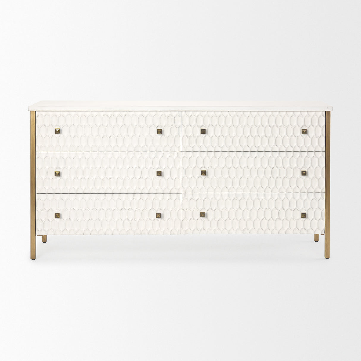 Savannah White Fir Veneer w/ Gold Metal Accents 6-Drawer Sideboard from Mercana - Luna Furniture