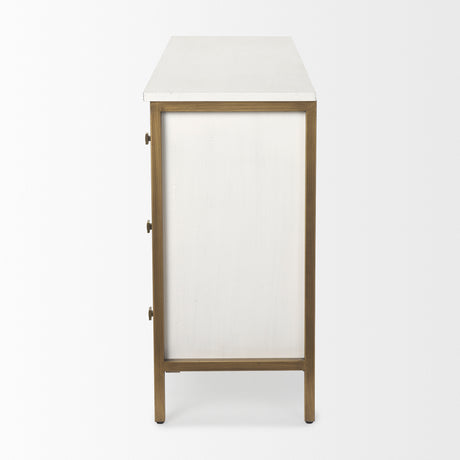 Savannah White Fir Veneer w/ Gold Metal Accents 6-Drawer Sideboard from Mercana - Luna Furniture