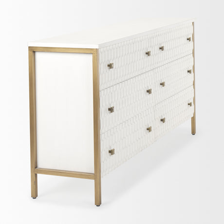 Savannah White Fir Veneer w/ Gold Metal Accents 6-Drawer Sideboard from Mercana - Luna Furniture