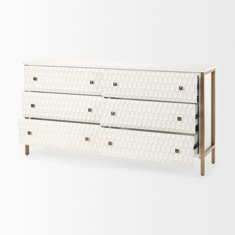 Savannah White Fir Veneer w/ Gold Metal Accents 6-Drawer Sideboard from Mercana - Luna Furniture