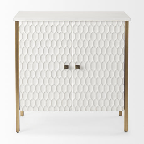 Savannah White Fir Veneer w/ Gold Metal Accent 2-Door Accent Cabinet from Mercana - Luna Furniture