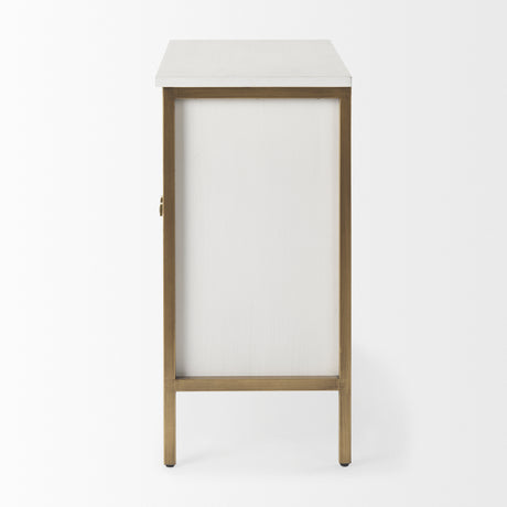 Savannah White Fir Veneer w/ Gold Metal Accent 2-Door Accent Cabinet from Mercana - Luna Furniture