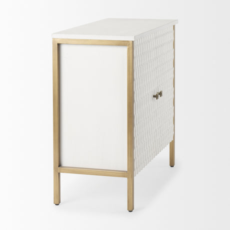 Savannah White Fir Veneer w/ Gold Metal Accent 2-Door Accent Cabinet from Mercana - Luna Furniture