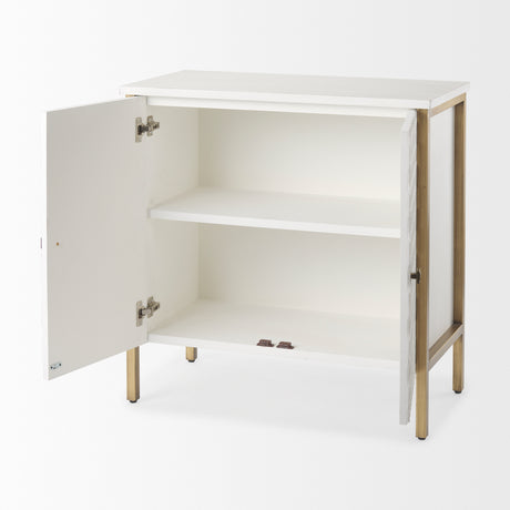 Savannah White Fir Veneer w/ Gold Metal Accent 2-Door Accent Cabinet from Mercana - Luna Furniture