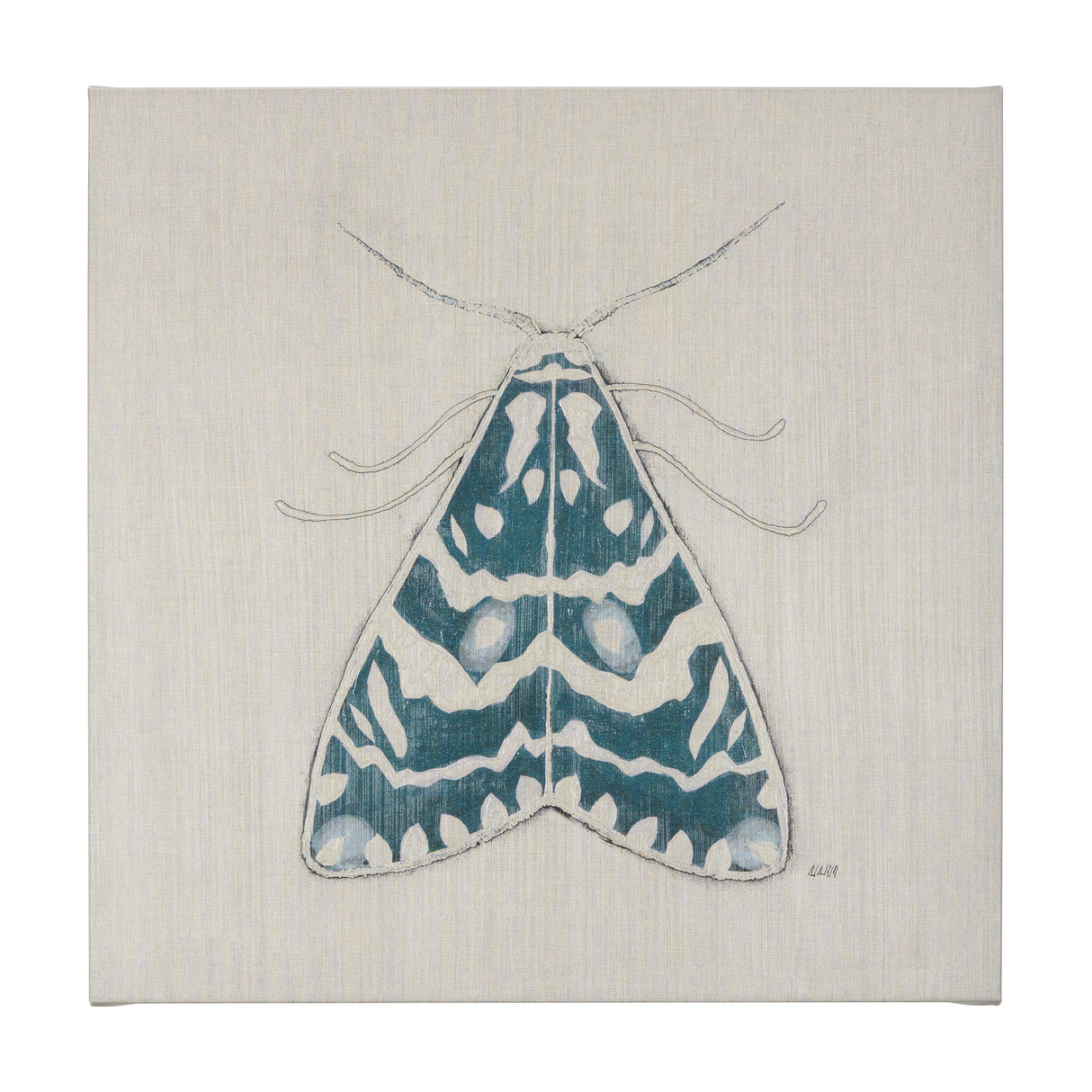 Moth Blue III by Mercana Studio a Hand Embellished Textured Canvas from Mercana - Luna Furniture