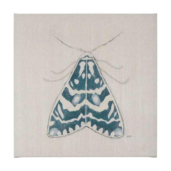 Moth Blue III by Mercana Studio a Hand Embellished Textured Canvas