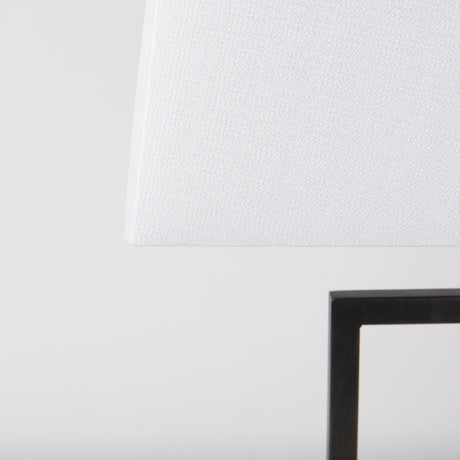 Peyton 14.0L x 9.0W x 26.2H Black Metal W/Marble Cube and White Shade Table Lamp from Mercana - Luna Furniture