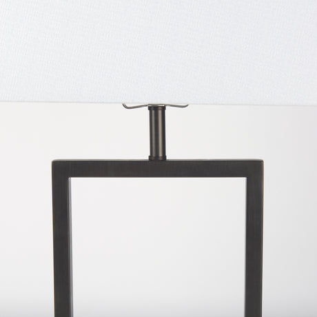 Peyton 14.0L x 9.0W x 26.2H Black Metal W/Marble Cube and White Shade Table Lamp from Mercana - Luna Furniture