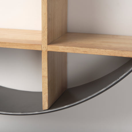 Hector 36.0L x 7.0W x 36.0H Brown Wood W/ Black Metal Round Wall Shelf from Mercana - Luna Furniture