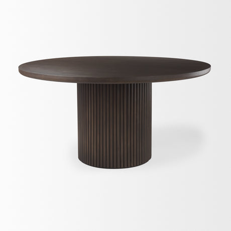 Terra 60L x 60W x 30H Dark Brown Wood Round Fluted Dining Table from Mercana - Luna Furniture