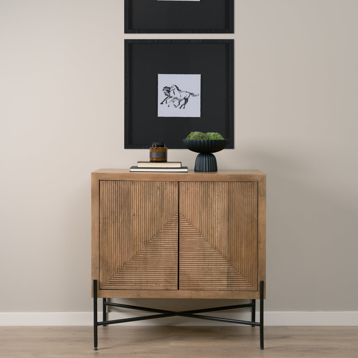 Cairo 36.0L x 19.5W x 36.0H 2 Door Wood and Metal Cabinet from Mercana - Luna Furniture