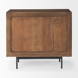 Grace 35.5L x 18.0W x 31.0H Medium Brown Wood W/Black Metal Frame 3 Drawer Accent Cabinet from Mercana - Luna Furniture