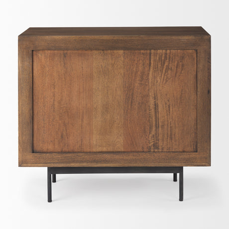 Grace 35.5L x 18.0W x 31.0H Medium Brown Wood W/Black Metal Frame 3 Drawer Accent Cabinet from Mercana - Luna Furniture