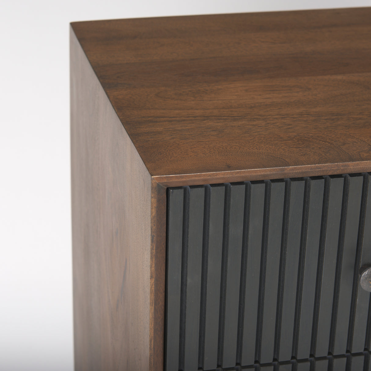 Grace 35.5L x 18.0W x 31.0H Medium Brown Wood W/Black Metal Frame 3 Drawer Accent Cabinet from Mercana - Luna Furniture