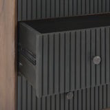 Grace 35.5L x 18.0W x 31.0H Medium Brown Wood W/Black Metal Frame 3 Drawer Accent Cabinet from Mercana - Luna Furniture