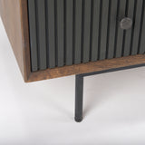 Grace 35.5L x 18.0W x 31.0H Medium Brown Wood W/Black Metal Frame 3 Drawer Accent Cabinet from Mercana - Luna Furniture