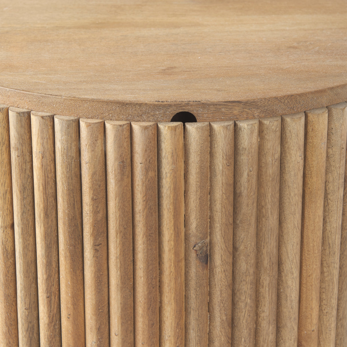 Terra 18L x 18W x 22H Light Brown Wood Fluted Round Side Table from Mercana - Luna Furniture