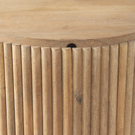 Terra 18L x 18W x 22H Light Brown Wood Fluted Round Side Table from Mercana - Luna Furniture
