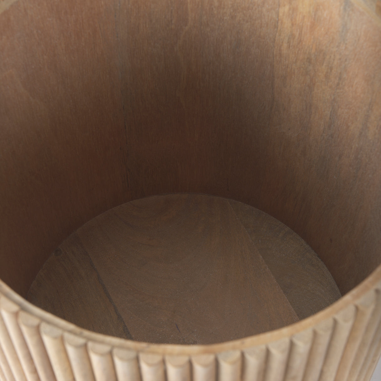 Terra 18L x 18W x 22H Light Brown Wood Fluted Round Side Table from Mercana - Luna Furniture