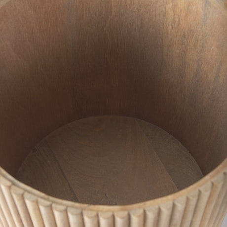 Terra 18L x 18W x 22H Light Brown Wood Fluted Round Side Table from Mercana - Luna Furniture