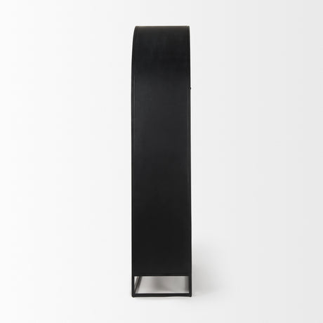 Sloan 47.5W x 85.5H Black Wood W/Black Metal Frame Arch Cabinet from Mercana - Luna Furniture