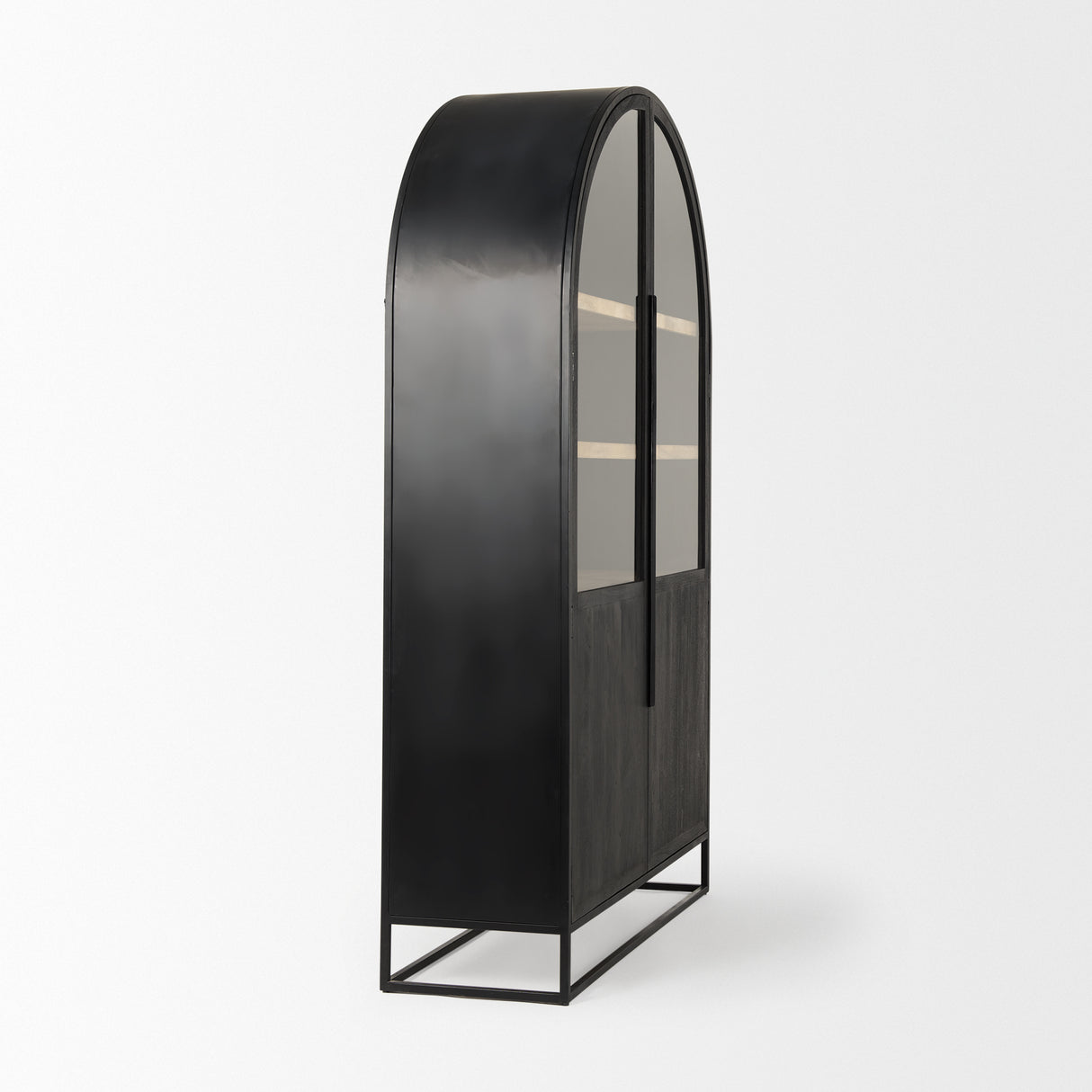Sloan 47.5W x 85.5H Black Wood W/Black Metal Frame Arch Cabinet from Mercana - Luna Furniture