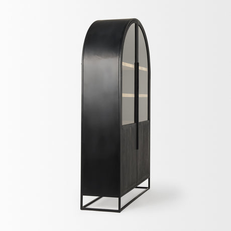 Sloan 47.5W x 85.5H Black Wood W/Black Metal Frame Arch Cabinet from Mercana - Luna Furniture