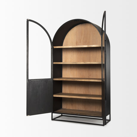 Sloan 47.5W x 85.5H Black Wood W/Black Metal Frame Arch Cabinet from Mercana - Luna Furniture