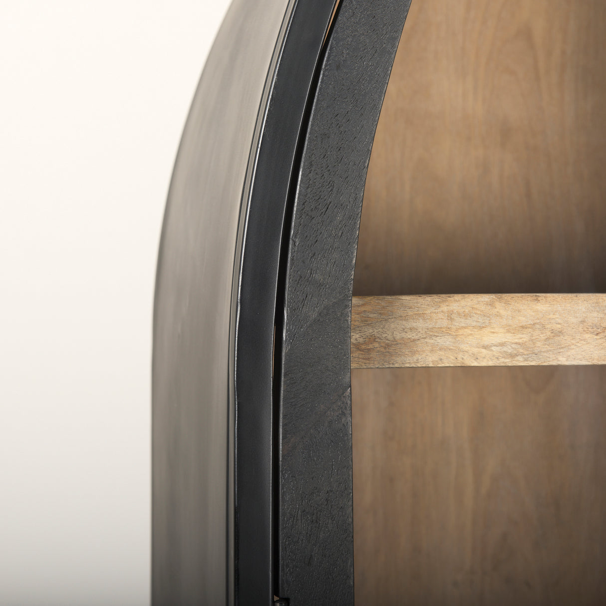 Sloan 47.5W x 85.5H Black Wood W/Black Metal Frame Arch Cabinet from Mercana - Luna Furniture