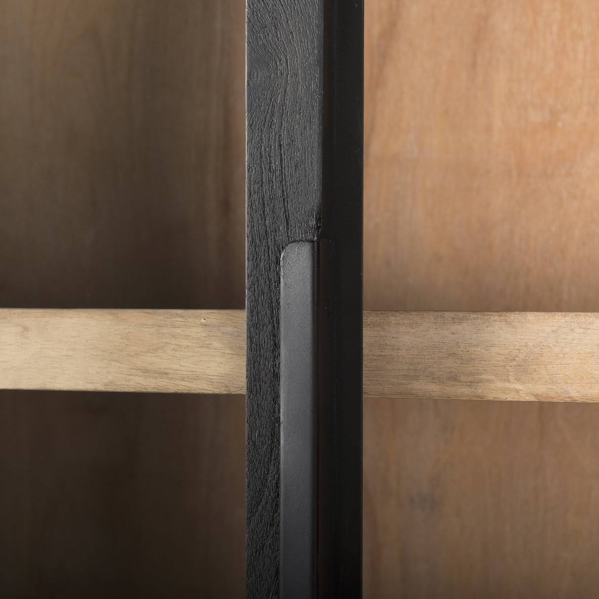 Sloan 47.5W x 85.5H Black Wood W/Black Metal Frame Arch Cabinet from Mercana - Luna Furniture