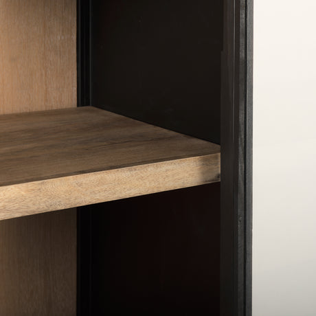 Sloan 47.5W x 85.5H Black Wood W/Black Metal Frame Arch Cabinet from Mercana - Luna Furniture