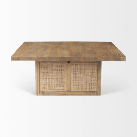 Grier 42" Square Light Brown Wood w/ Cane Coffee Table from Mercana - Luna Furniture