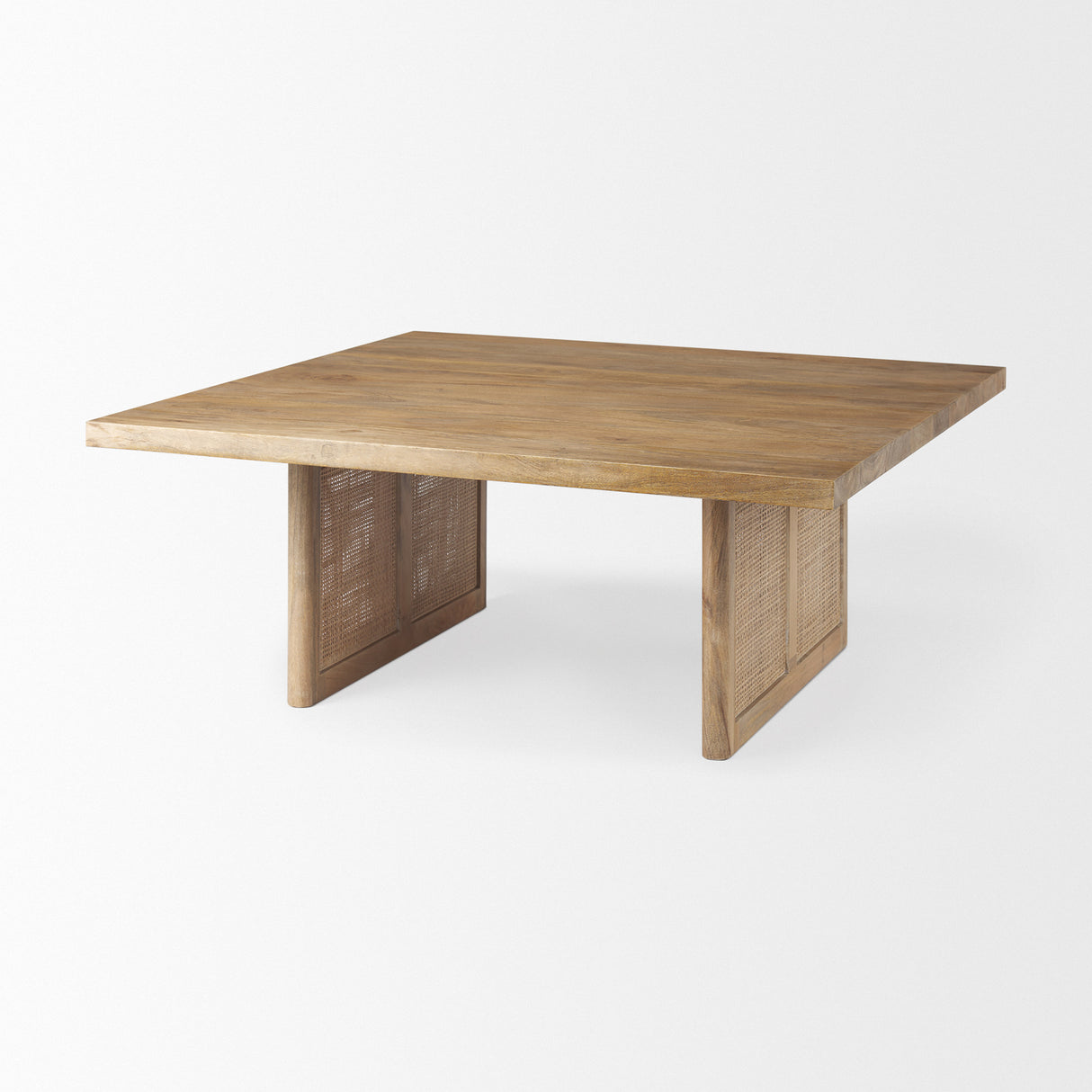 Grier 42" Square Light Brown Wood w/ Cane Coffee Table from Mercana - Luna Furniture